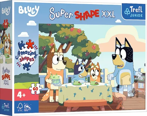 Trefl 50040 Bluey und Freunde Kinderpuzzle - 60 XXL Super Shape Teile, fördert Konzentration und Kreativität für Kinder ab 4 Jahren
