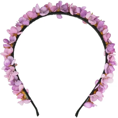 Blumen Haarreif Elfe - Farbauswahl - Kopfschmuck Haarschmuck Hochzeit Oktoberfest Dirndl Blumenmädchen Kirchweih (Flieder, Einheitsgröße)