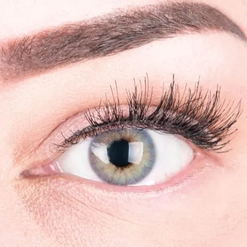 Sehr stark deckende und natürliche blaue Kontaktlinsen SILIKON COMFORT NEUHEIT farbig „Rose Blue“ + Behälter von GLAMLENS - 1 Paar (2 Stück) - DIA 14.00 - mit Stärke -4.50 Dioptrien