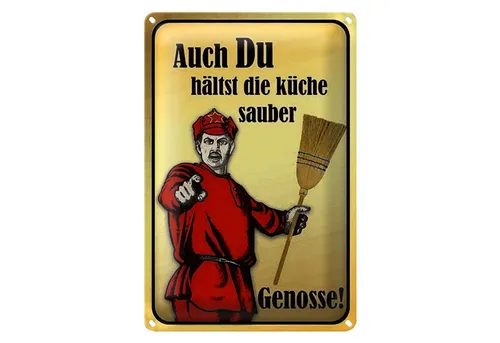 Roomando Metallschild Spruch 12x18cm Du hältst Küche sauber Genosse