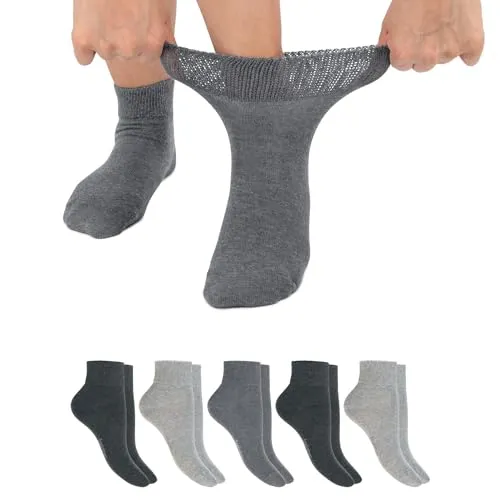Footstar Damen & Herren Diabetiker Kurzsocken (6 Paar) - Classic Grey 39-42