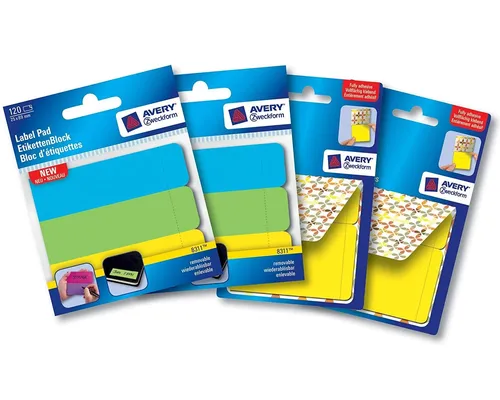 Avery PACK 4x Klebe-Etiketten Haftnotizen Block Sticky Notes Flags Haftstreifen
