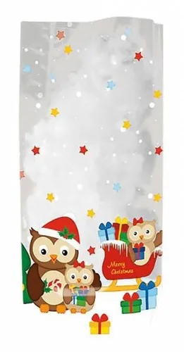 GESCHENK-BODENBEUTEL EULE 14,5 x 23,5 cm FOLIEN-BEUTEL GESCHENKVERPACKUNG