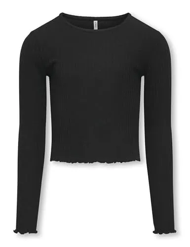 KIDS ONLY Mädchen Kognella L/S O-Neck Top JRS Noos Langarmshirt, Schwarz, 134-140 EU