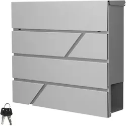 Ml-Design Wandbriefkasten mit Zeitungsfach - Briefkastenanlage aus pulverbeschichtetem Edelstahl, hellgrau, inklusive 2 Schlüssel und Montagematerial - ideal für stilvolle Postaufbewahrung.