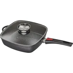KING® Rechteckpfanne 28x28cm mit FUSION TI Keramikbeschichtung - Pfanne aus Aluguss mit abnehmbarem Griff und Glasdeckel, ideal für alle Herdarten. Die langlebige FUSION TI® Beschichtung sorgt für hervorragende Antihaft-Eigenschaften und einfache Reinigung.
