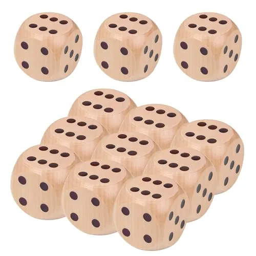 Stück Würfel Groß 30mm Würfel Holz Spielwürfel Natur Holz Große Würfel Set Würfelspiel für Kartenspiel Partyspiele Kinder Spiele Zubehör 12