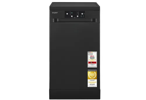 Exquisit Geschirrspüler GSP9109-450D schwarz – 9 Maßgedecke, 4 Programme, Aquastop