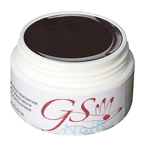 GS-Nails UV Farb-Gel für Nail-Art & Nagel-Design - 5 ml UV-härtendes Cover-Gel - Nail-Gel - selbstglättendes Nagel-Gel - dunkel Grau-Schwarz - B0