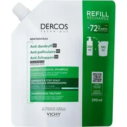VICHY DERCOS Nachfüllpack Anti-Schuppen Shampoo 390 ml - Effektives Shampoo für fettiges und normales Haar, sorgt für eine gründliche Reinigung und angenehmes Haargefühl. Ideal für den täglichen Gebrauch und mit geprüfter Qualität.