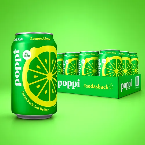 Poppi Lemon Lime Soda 12x355ml USAImport–Prebiotic Sparkling Drink 0,94€/100ml