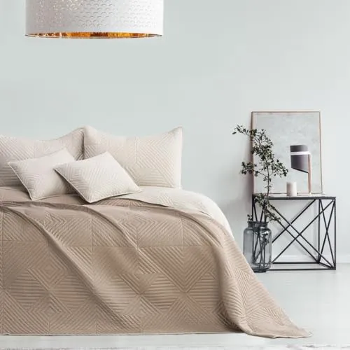 texpot Bettüberwürf 170 x 210 cm beige-Cappucino Tagesdecke zweiseitig Ultrasonic Steppung