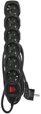 EMOS PC1621R Steckdosenleiste, 6 Steckdosen, 1,5m, 1,5mm², Schalter, schwarz (1922360150)