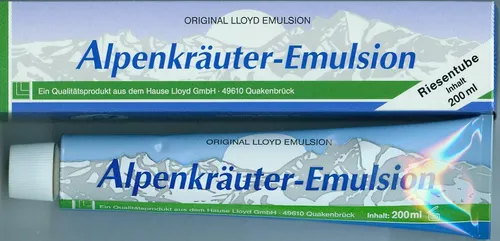 LLOYD Alpenkräuter Emulsion Creme Salbe - Lotionen & Cremes - Beruhigende Creme mit Alpenkräutern, ideal zur Massage und Pflege der Haut, in praktischer Riesentube mit 200 ml.