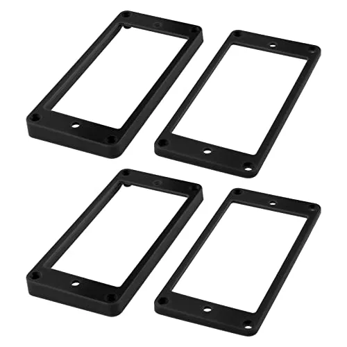 Be In Your Mind Humbucker-Tonabnehmer-Rahmen, Humbucker-Tonabnehmer, Befestigungsringe, Set, gerader Rahmen, Zubehör für E-Gitarre, Kunststoff, Schwarz, 4 Stück
