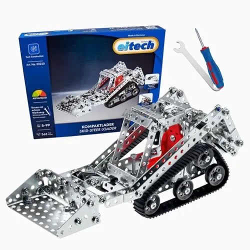 Eitech 00220 Kompaktlader Metallbaukasten – 365 Teile ab 8 Jahren - Konstruktionsspielzeug Komplette Sets & Packs, fördert Kreativität und Feinmotorik mit robusten Metallteilen für langlebigen Spielspaß.