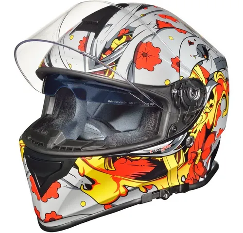 rueger-helmets Motorradhelm Kind Integralhelm mit Sonnenvisier rot XL (61-62) - Hochwertiger Integralhelm für Kinder in Größe XL (61-62) mit integriertem Sonnenvisier. Ideal für sicheren Fahrspaß auf dem Motorrad, geprüft nach ECE-22/05.