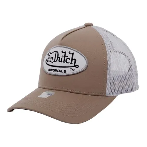 Von Dutch Trucker Boston Snapback Cap Mocca/White - Baseball Cap für Herren, verstellbar mit schweißabsorbierendem Innenband für optimalen Tragekomfort.