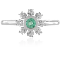 Cavill Silberring Cavill Ring Sterlingsilber mit Platin-Finish, Smaragd 0,19 ct (1-tlg) grün|silberfarben 53