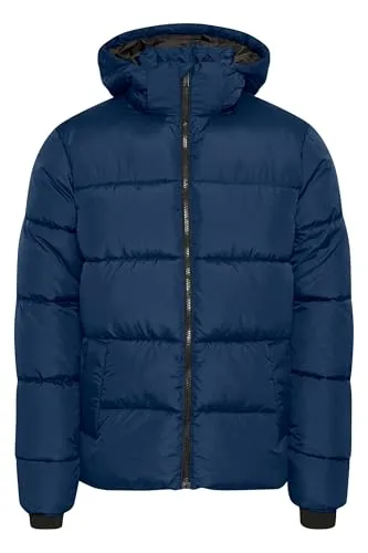 Blend BHZipke Herren Steppjacke Winterjacke Jacke mit abnehmbarer Kapuze hohem Kragen Kinnschutz Eingrifftaschen Label-Details Regular fit, Größe:3XL, Farbe:Dress Blues (194024)