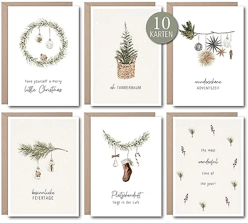 luftundliebe Weihnachtskarten mit Umschlag Set (10 Stück)
