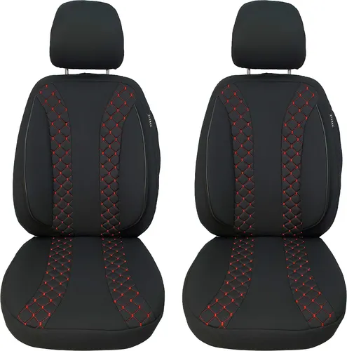 BREMER SITZBEZÜGE für Alfa Romeo Stelvio (Bj. ab 2017) - 2-tlg. Set in Schwarz mit roter Naht - Hochwertige Autositzbezüge für Alfa Romeo Stelvio ab 2017. Strapazierfähiges Mikrofaser-Velours, einfache Montage und sicherer Halt. Schützt Ihre Sitze vor Abnutzung und Schmutz.
