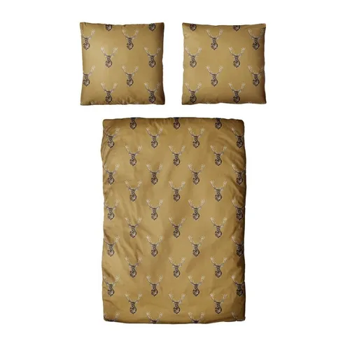 Traumschloss Bettwäsche Classic Microfaser, Flanell, 2-teilig, Hirsch, Muster, gold - Bettwäsche-Set aus hochwertigem Flanell-Mikrofaser, ideal für gemütliche Nächte. Pflegeleicht und waschbar bis 60°C, sorgt für ein kuscheliges Schlafklima.