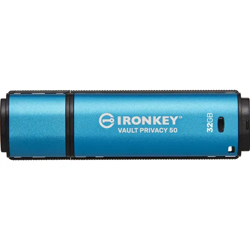 Kingston IronKey Vault Privacy 50 - 32GB - USB-Stick mit 256-Bit AES-Hardwareverschlüsselung für maximale Datensicherheit, ideal für geschützte Datenübertragungen.