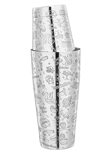 Cocktail TIN on TIN Shaker Edelstahl 28oz/18oz in silber von Cocktail