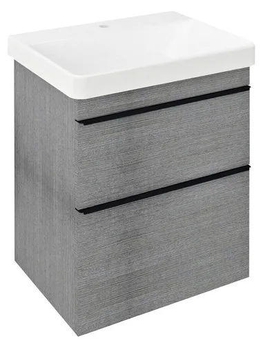 Sapho SITIA Unterschrank 56,4x70x44,2cm mit Soft Close - Eleganter Unterschrank mit 2 Schubladen in Silbereiche, ideal für moderne Badezimmer. Die Soft Close Funktion sorgt für leises und sanftes Schließen der Schubladen.