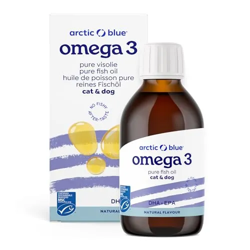 Arctic Blue Premium Omega 3 Fischöl 300ml - Fischöl für Hunde, reich an Omega 3 & 6 Fettsäuren für gesunden Stoffwechsel, glänzendes Fell und gesunde Haut, hergestellt aus frischem MSC-zertifiziertem Kabeljau.