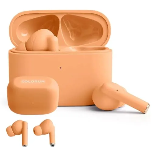 FOREVER COLORUM TWS Bluetooth Kopfhörer 5.3 Pfirsichfizz - In-Ear-Ohrhörer mit tiefem Bass - Kopfhörer mit Mikrofon - Passt Sich der Ohrform an - USB-C für Schnelles Laden - Kopfhörer Android und iOS