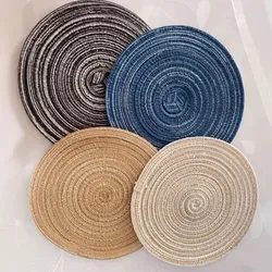 Set Mit 4 Runden, Gewebten Baumwoll-platzsets, Rutschfest, Waschbar, Hitzebeständig, Perfekt Für Partys Und Dinnerpartys