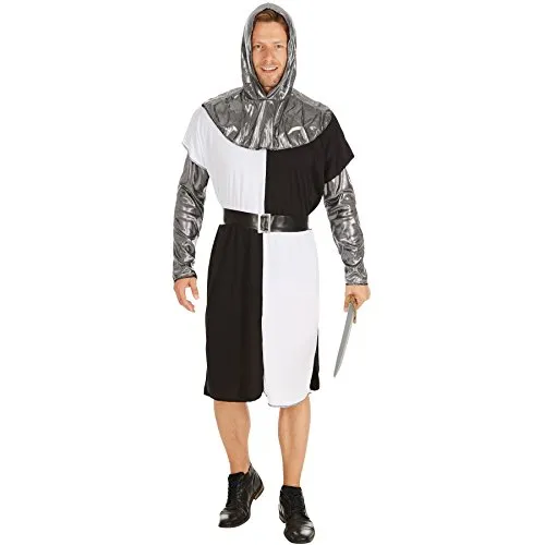 dressforfun Herrenkostüm Ritter Mittelalter | Langarmshirt mit Ärmeln in Metalloptik | Kapuzen-Cape in Metalloptik und ein Gürtel | Bestens geeignet für Fasching oder Motiv- und Mottopartys (M)
