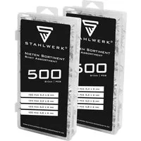 STAHLWERK Nieten Sortiment 1000-teilig Blindnieten Set aus Aluminium Nietenset