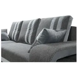 Robin York Ecksofa mit Schlaffunktion 2x Bettkasten 2x Kleine Kissen 2x Hocker Sofa L-Form Schlafsofa Freistehende Eckcouch Schlafcouch Wohnzimmerm...
