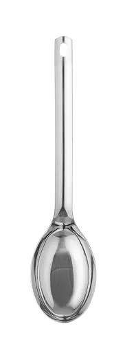HENDI Saucenlöffel, für Pizzasaucen, flacher Boden, gebogener Griff, mit Aufhängeöse, Schöpflöffel, Soßenlöffel, Schöpfkelle, Fassungsvermögen: 50ml, 280x65x(H)90mm, Edelstahl