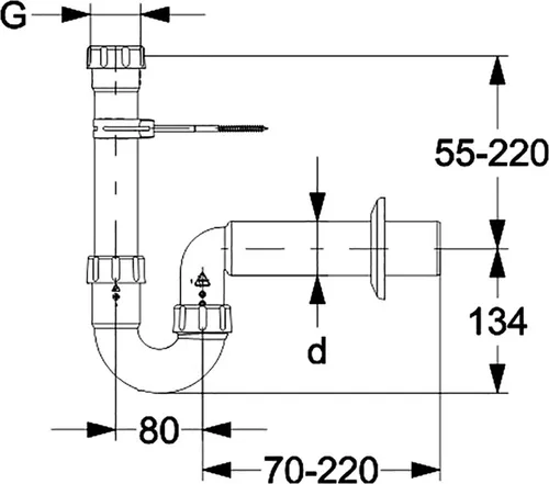 HAAS PP-Waschmaschinen-Siphon DN 50, weiß 1'' und 3/4''
