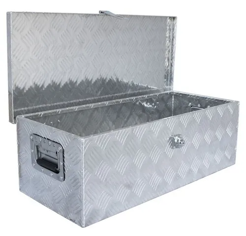 VINTEC 73516 Alu Transportbox VT 55 - Gepäckträger, universell einsetzbar aus massivem handverlötetem Vollmetall (Alu 1,7 mm) mit sicherem Schließmechanismus und gummierten Handgriffen für optimalen Komfort.