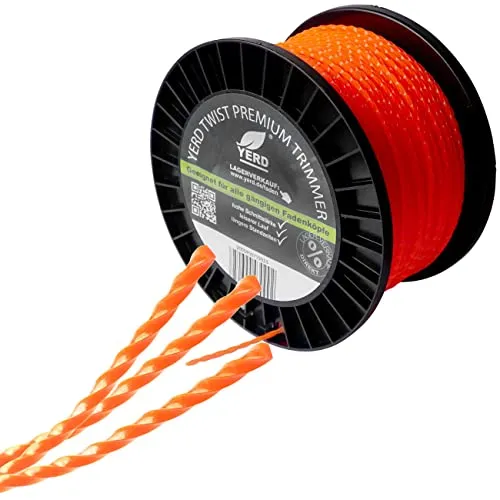 YERD Twist Motorsense Nylon Profi Mähfaden 3,0mm x 130m - Rasentrimmerfäden mit 360° gedrehtem 4-Kant Trimmer-Faden für leises, effizientes und aggressives Schneiden – ideal für Profi-Einsatz!