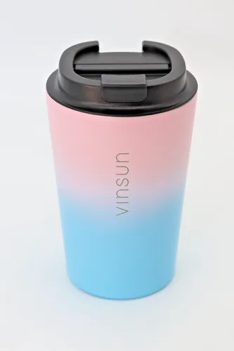 1x Thermobecher Edelstahl 350ml Kaffee Becher Isolierbecher Rosa Blau