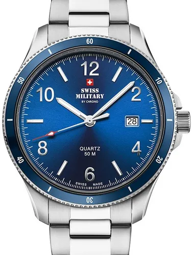 Swiss Military SM34096.03 Herrenuhr 42mm - Klassische Quarzuhr - Chronographen mit 5ATM Wasserdichtigkeit und elegantem Edelstahl-Design, ideal für stilvolle Herren, die Funktionalität und Ästhetik schätzen.