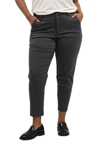 KAFFE CURVE Casual Hose KCleana Damen Hose Slim Fit Große Größen Casual Chino Stoffhose 52, Dark Shadow 52