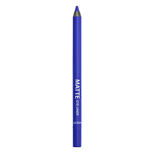 GOSH Matte Eyeliner in leuchtendem Blau I cremig weiche Textur für einfaches Auftragen I hohe Deckkraft, ideal für Smokey Eyes I perfekt zu Maskara I vegan & parfümfrei I 008 Crazy Blue