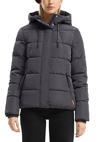QS Wattierte Steppjacke für Damen - Stilvolle wattierte Steppjacke mit Regular Fit. Hochwertiges Taftfutter, fixierte Kapuze und praktische Leistentaschen bieten Komfort und Funktionalität.