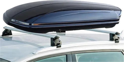 Dachbox VDPMAA320 320 Liter abschließbar schwarz + Alu Relingträger VDP CRV107A kompatibel mit Ford Puma 5 Türer ab 2020 anliegende Reling