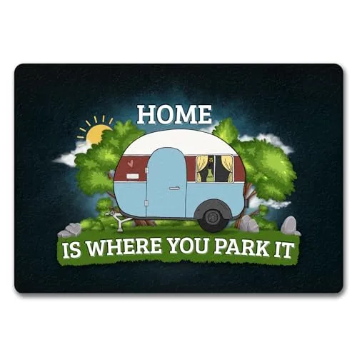 trendaffe - Home is Where You Park it Fußmatte randlos mit Camping Motiv