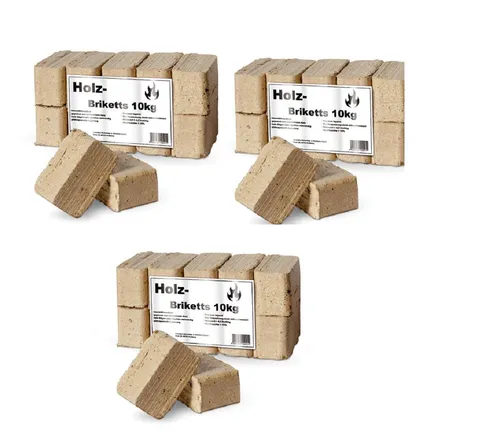 Ziegler Erdenwerk Holzbriketts Ruf Holzbrikett 3x10kg - Brennstoffe - Umweltfreundliche RUF-Holzbriketts aus 100% Nadelholz, hohe Brenndauer, schnell entzündbar und platzsparend lagerbar.
