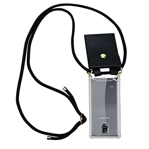 Cadorabo Handykette kompatibel mit Samsung Galaxy Note 4 Schutzhülle TPU Silikon Case Necklace Design Slim Kratzfest Kordel Band mit Etui Rundumschutz Case Hülle für Galaxy Note 4 in Schwarz