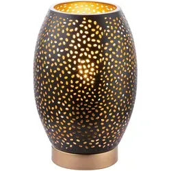 Narri Tischleuchte Metall schwarz-gold 23cm - Elegante Tischleuchte mit E27-Buchse, beeindruckendem schwarz-goldenem Design und praktischem Ein/Aus-Taster, ideal für stilvolle Akzente in jedem Raum.